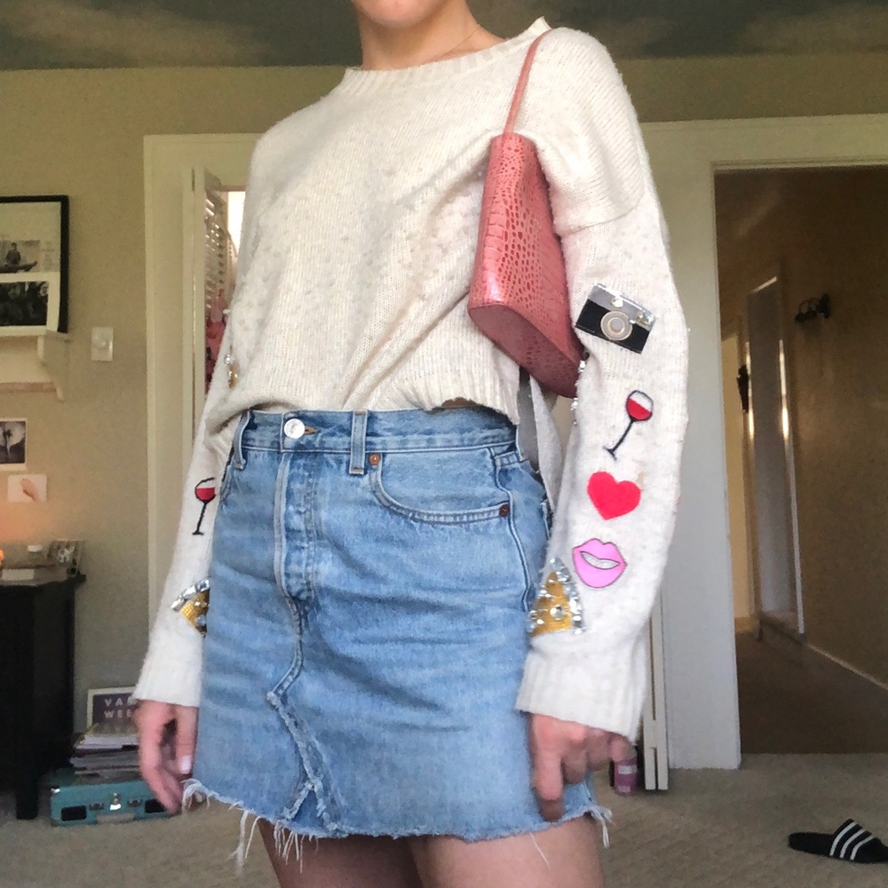 Wildfox Couture Pullover w/Appliqué Sleeves